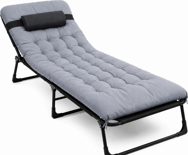 Pat turistic pliabil premium 200 × 68 cm negru-gri