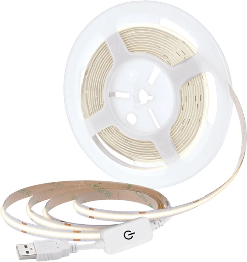 Bandă LED COB Solight, 5 m, alb neutru 4000 K, USB, cu întrerupător, 8 mm