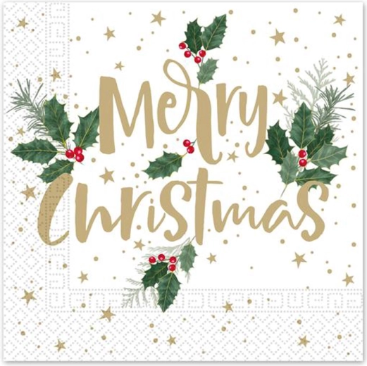 Șervețele de hârtie de Crăciun 33 × 33 cm, 3 straturi, Merry Christmas, 20 buc