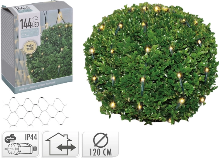 Sferă LED de Crăciun 1,2 m, 144 LED, alb cald, IP44