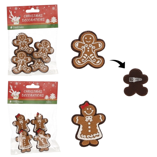 Set de cleme decorațiuni din turtă dulce 3,5 × 4,5 cm, mix de modele (4 buc.)