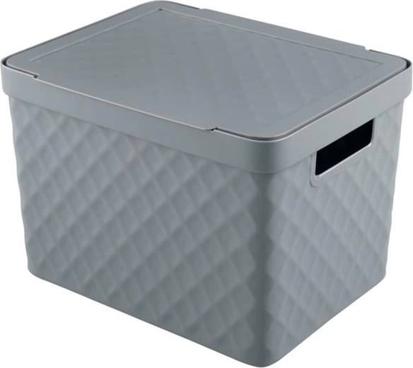 Coș de depozitare din plastic cu capac HEIDRUN Diamond 36 × 27 × 23 cm