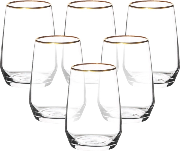RUBIN GOLD set de pahare cu margine aurie 450 ml, 6 buc.