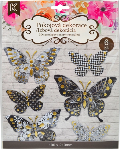 Autocolante de perete cu efect 3D fluturi, 6 bucăți