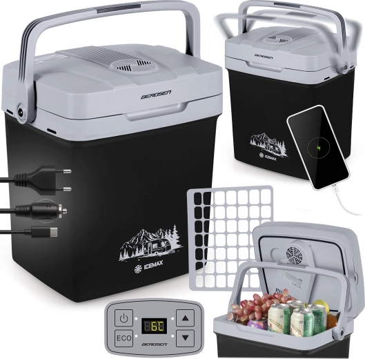 Frigider auto electric portabil 26 l cu mod ECO – negru