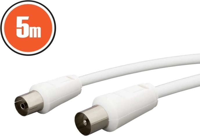 Cablu coaxial de 5 m, alb