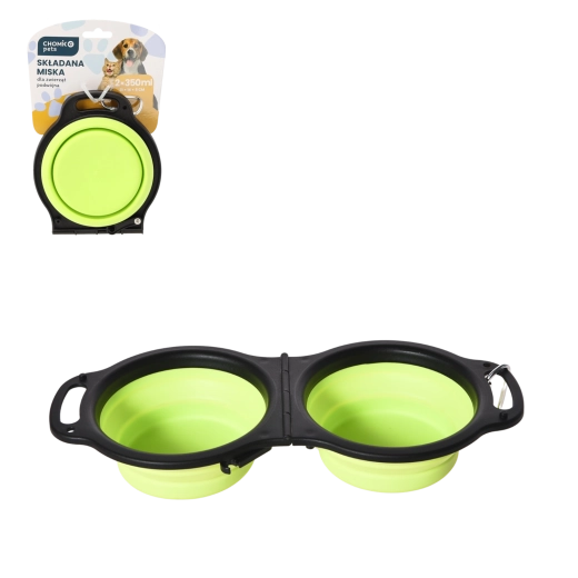 Castron dublu pliabil pentru câini și pisici 2 × 350 ml
