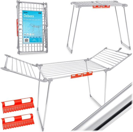 Uscător de rufe pliabil din oțel inoxidabil Massido Debora 19 m