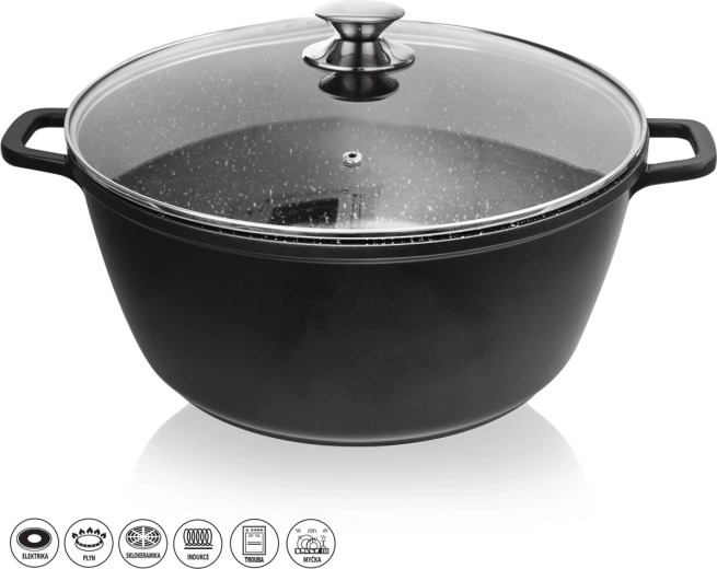 Oală cu suprafață antiaderentă din granit și capac Grande, 32 cm, 9,7 l