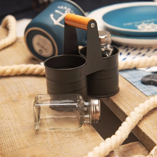 Suport metalic practic cu mâner din lemn