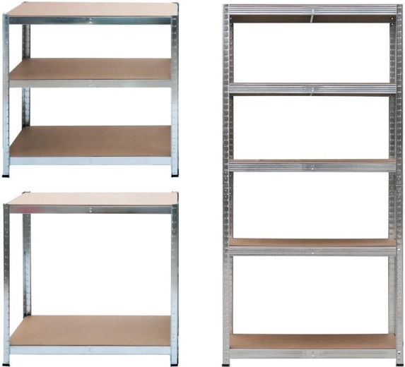 Raft metalic de depozitare 2 în 1 cu 5 polițe 180 × 90 × 40 cm
