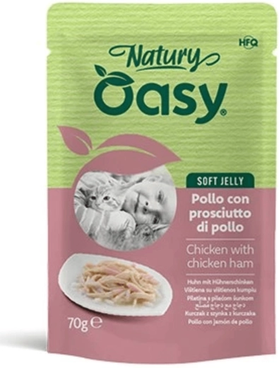 Oasy Soft Jelly pui cu șuncă pentru pisici 70 g