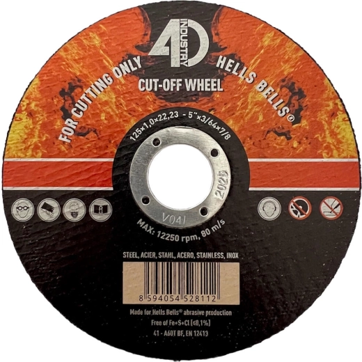 Disc de tăiere pentru oțel și inox 125 × 1,0 × 22,2 mm