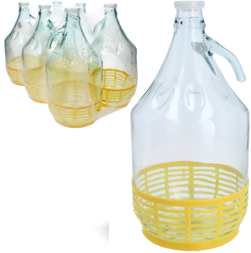 Damigeană de sticlă 5 l cu mâner și dop din plastic