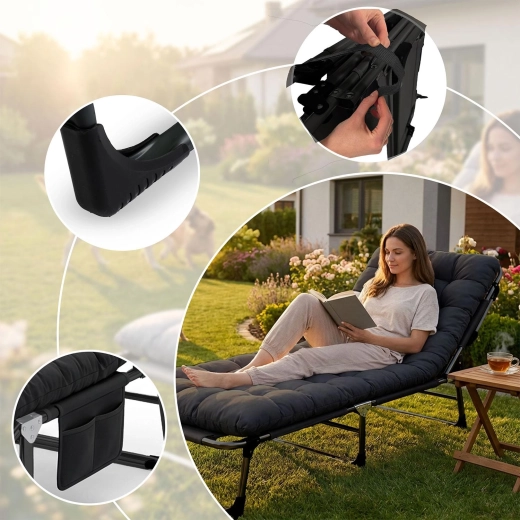 5 poziții ale spătarului și secțiune rabatabilă pentru picioare