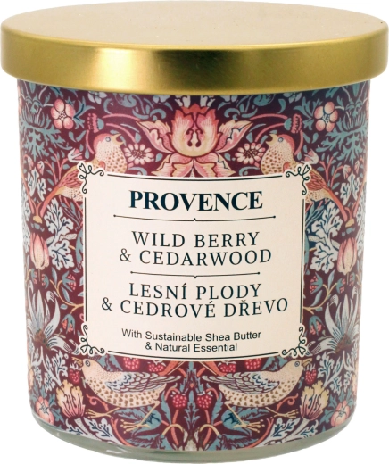Lumânare parfumată din sticlă Provence – fructe de pădure și lemn de cedru