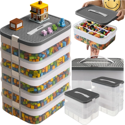 Cutie Kruzzel pentru seturi de construcție 35 l cu organizator, 5 niveluri
