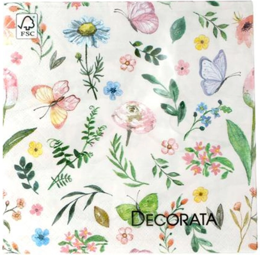 Șervețele din hârtie 3 straturi flori de primăvară și fluturi 33 × 33 cm