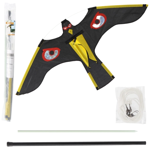 Alungător de păsări – zmeu șoim 140 × 70 cm cu catarg telescopic 7 m