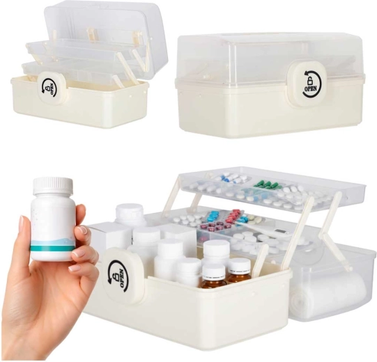 Organizator XL pentru medicamente, cu mai multe niveluri