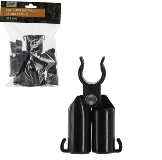 Set de 6 cuplaje în cruce pentru bețe de grădină de 16 mm