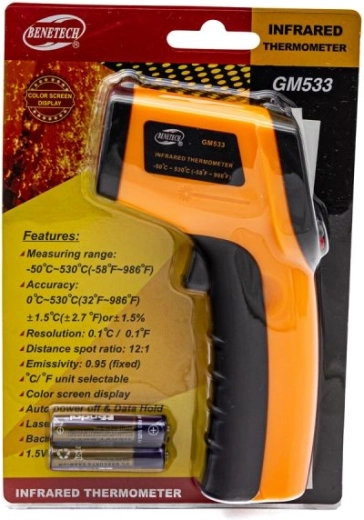 Pirometru laser fără contact Benetech -50 până la 530 °C