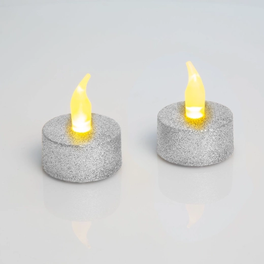 Lumânare LED tip pastilă argintie cu baterie - 1 bucată
