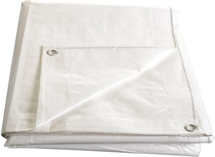 Prelată albă laminată cu inele 5 × 6 m, 140 g/m²