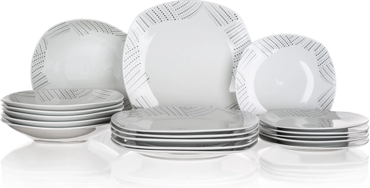 Set de veselă din porțelan BANQUET Charme Square, 18 piese