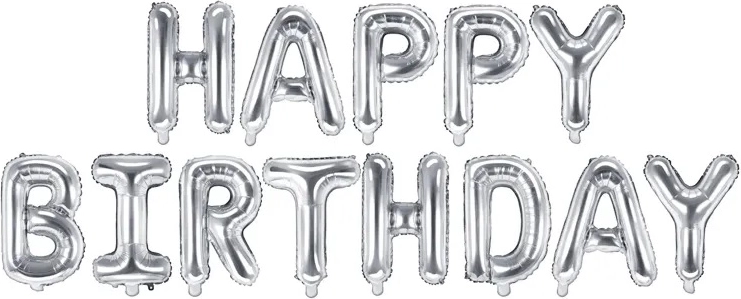 Baloane folie Happy Birthday – Argintiu