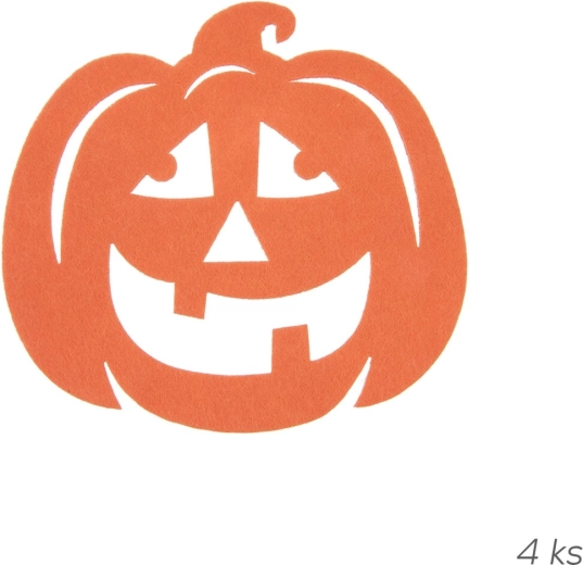 Set de 4 suporturi pentru pahare cu motiv de dovleac de Halloween