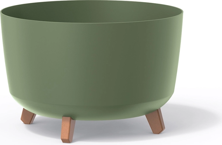 Ghiveci pe picioare Gracia Standard 39 cm – înveliș din plastic verde pământiu pentru plante