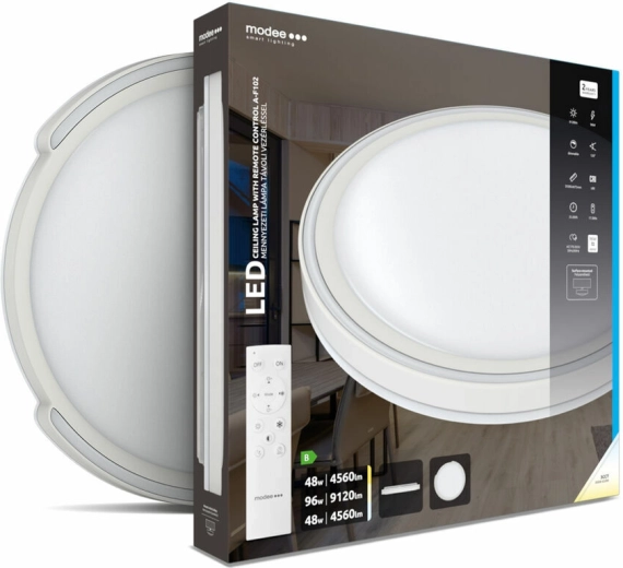 Corp de iluminat LED de tavan Modee Smart Lighting A‑F102, 2×48 W, reglabil (dimmable), cu telecomandă