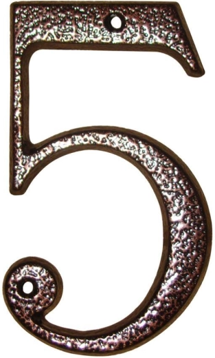 Număr de casă 5 maro, zinc, 117 mm