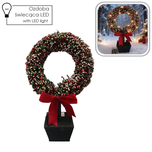 Decorațiune de Crăciun – coroană LED în ghiveci 47 cm