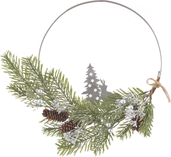 Coroniță decorativă suspendată DEER din metal și plastic, 28 cm