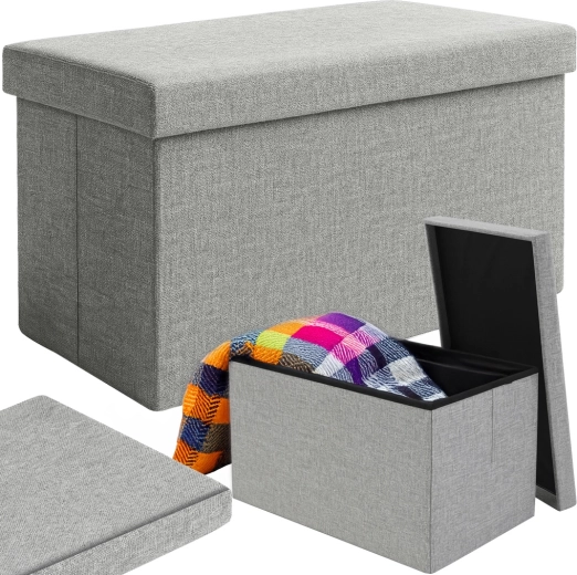 Puf pliabil cu spațiu de depozitare RUHHY gri 60 × 30 × 30 cm