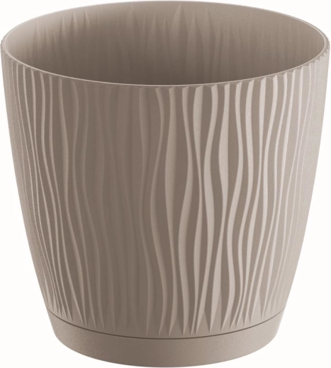 Ghiveci Sandy P cu farfurioară 14,9 cm mocca