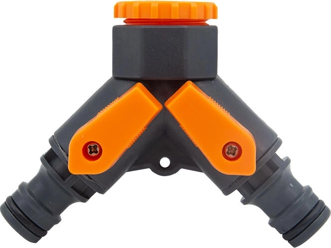 Distribuitor de apă de grădină în Y cu robinete, 2 căi 1/2" și 3/4"