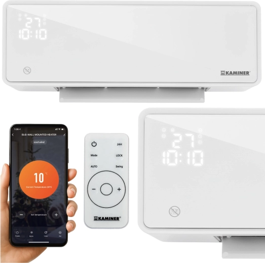 Cortină de aer KAMINER ZELVION cu Wi‑Fi și telecomandă 1000 W / 2000 W neagră – Albă