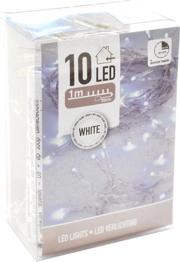 Ghirlandă luminoasă LED pentru interior – albă, 10 LED-uri, 120 cm, cu temporizator