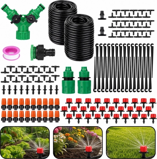 Set de irigare prin picurare pentru grădină 55 m + 15 m (386 piese)