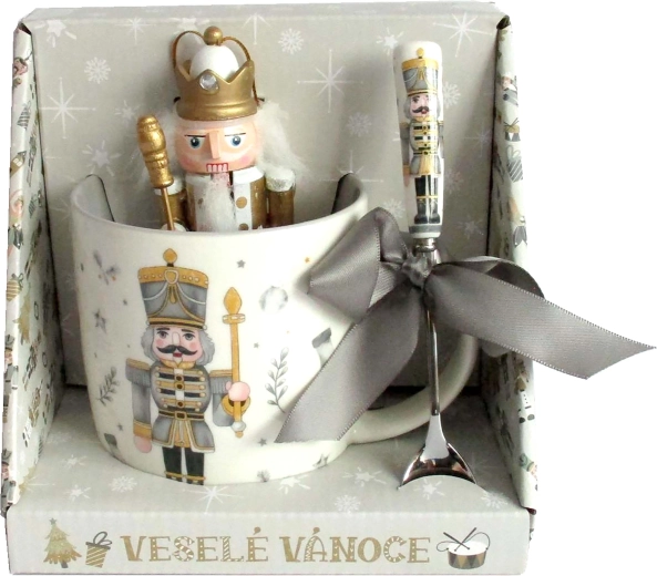 Set cadou de Crăciun cană 350 ml cu figurină și linguriță – motiv soldățel