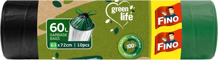 Saci bio pentru gunoi cu închidere prin strângere 60 l, verzi (10 buc)