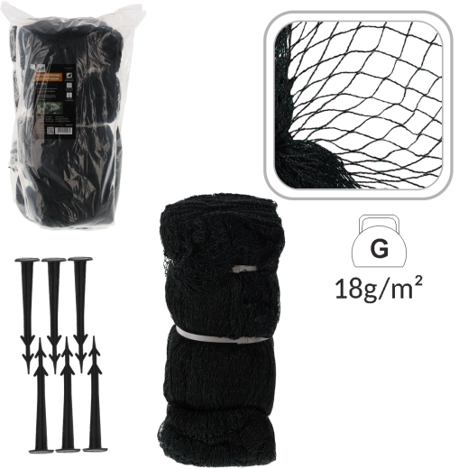 Plasă de protecție împotriva păsărilor 8 × 20 m, 18 g/m² + 16 cleme din plastic