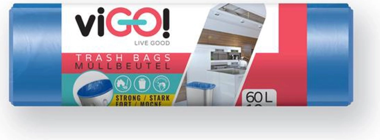Saci pentru deșeuri LDPE 60 l albaștri VIGO (10 buc., 60 × 80 cm)