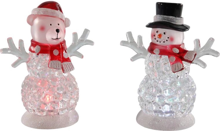 Decorațiune luminoasă LED de Crăciun – figurine Moș Crăciun și om de zăpadă
