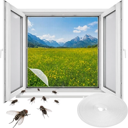 Plasă anti-insecte pentru fereastră Repest 160 × 130 cm, albă, cu bandă Velcro autoadezivă