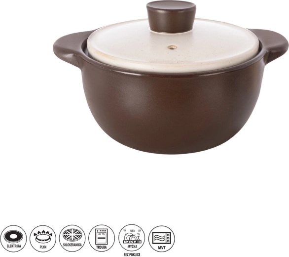 Oală ceramică termorezistentă 3,1 l cu capac
