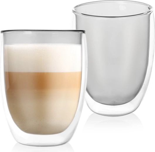 Pahare termo cu perete dublu pentru latte DOUBLE 370 ml, 2 buc.